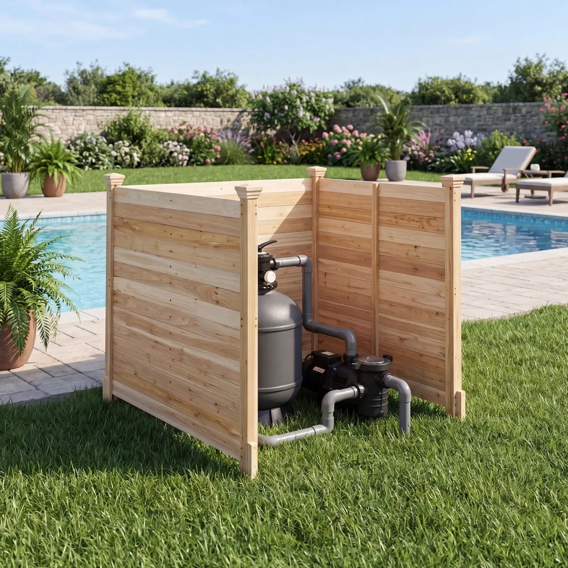 3-Teiliger Sichtschutzzaun aus Tannenholz Gartenzaun für Klimaanlage & Wärmepumpe Natur
