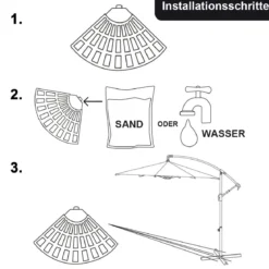 4-teiliger Sonneschirm Schirmständer Sonneschirm -Gestell Schirmständer-Satz Sonneschirmständer Schwarz