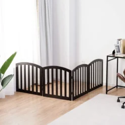 4-teiliges Absperrgitter aus Holz mit Stützfüßen für Hunde und Katzen 61 x 61 x 1,5 cm Braun