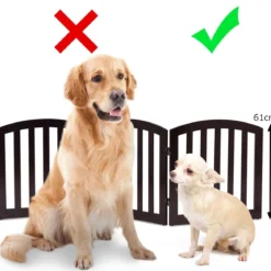 3 teiliges Absperrgitter Hunde Schutzgitter Holz klappbar Treppengitter Hundeabsperrgitter Braun