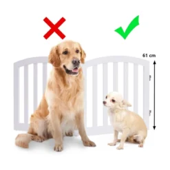 2-Teiliges Absperrgitter Klappbarer Hunde Schutzgitter Weiß Holz