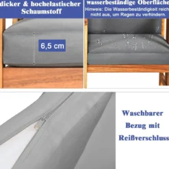 3-teiliges Akazienholz-Sofa-Set mit Kissen gepolstertes Sektionsgesprächs-Möbel-Set mit Couchtisch