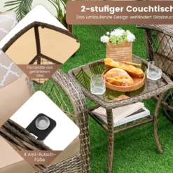 3-Teiliges Drehbares Gartenmöbel-Set für die Terrasse