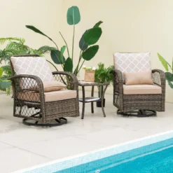 3-Teiliges Drehbares Gartenmöbel-Set für die Terrasse