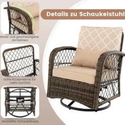 3-Teiliges Drehbares Gartenmöbel-Set für die Terrasse