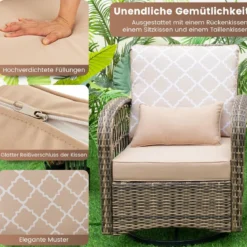 3-Teiliges Drehbares Gartenmöbel-Set für die Terrasse