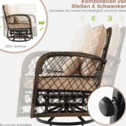 3-Teiliges Drehbares Gartenmöbel-Set für die Terrasse