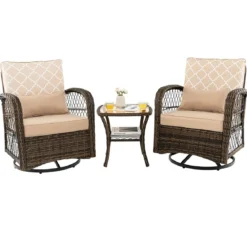 3-Teiliges Drehbares Gartenmöbel-Set für die Terrasse