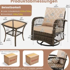 3-Teiliges Drehbares Gartenmöbel-Set für die Terrasse