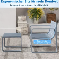 2-teiliges Gartenmöbel Set aus PP Wetterfestes Balkonset Gartensessel mit Tisch Balkonmöbel