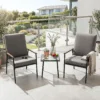 3-teiliges Gartenmöbel Set Balkonmöbel mit 2 Stühlen aus Metallrahmen & Tisch mit Glasplatte Grau