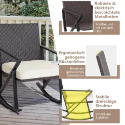 3-Teiliges Gartenmöbel-Set Handgewebte Schaukelstühle & Beistelltisch