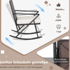 3-Teiliges Gartenmöbel-Set Handgewebte Schaukelstühle & Beistelltisch