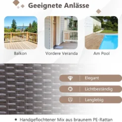 3-Teiliges Gartenmöbel-Set Handgewebte Schaukelstühle & Beistelltisch