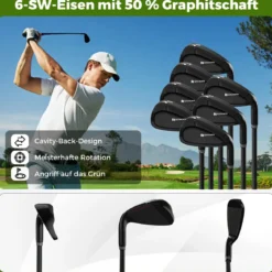 11 Teiliges Golfschläger Set für Rechtshänder mit Golftasche Golf Set Golfschlägersätze Caddy Bag
