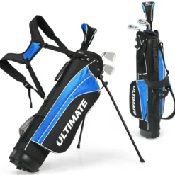 5-teiliges Kinder Golfschläger Set mit Fairway HolzEisen 7, 9 & Putter mit Standtasche für Junior von 8-10 Jahren
