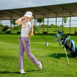 6-teiliges Kinder Golfschläger Set mit Golftasche & Regenhaube für Kinder von 11-13 Jahren Blau