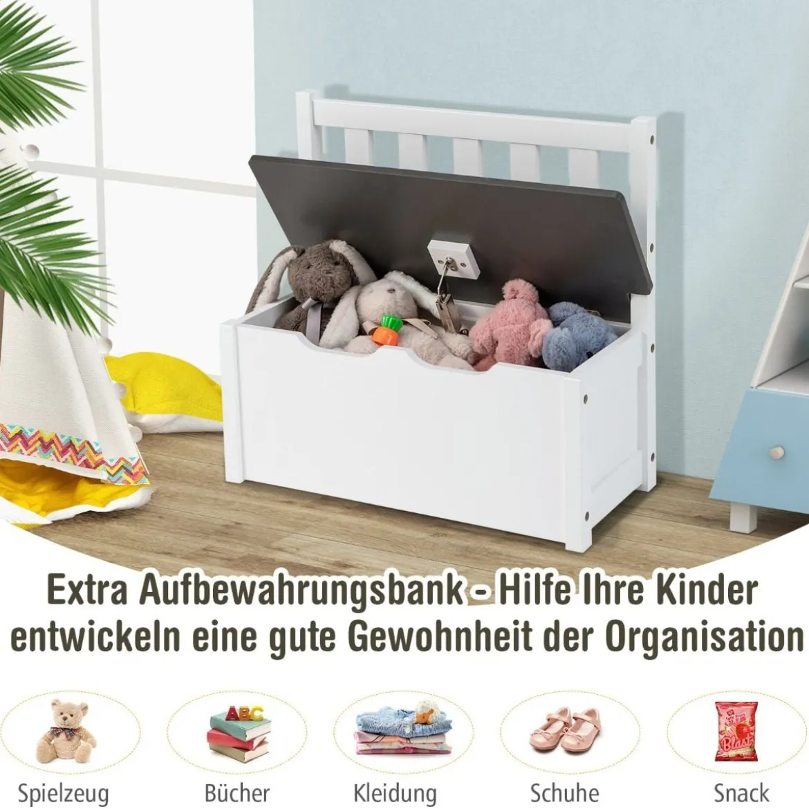 4 teiliges Kindersitzgruppe Holz Sitzgruppe Kinder Kindertischgruppe Grau + Weiß