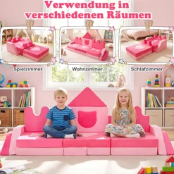 14-teiliges Kinder-Spielsofa modularer Kinderspielcouch ab 3 Jahren weiches Indoor-Kriechspielsofa Rosa