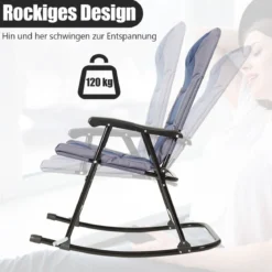 3-teiliges klappbares Bistro-Set Outdoor-Schaukelstühle mit TischBlau + Grau