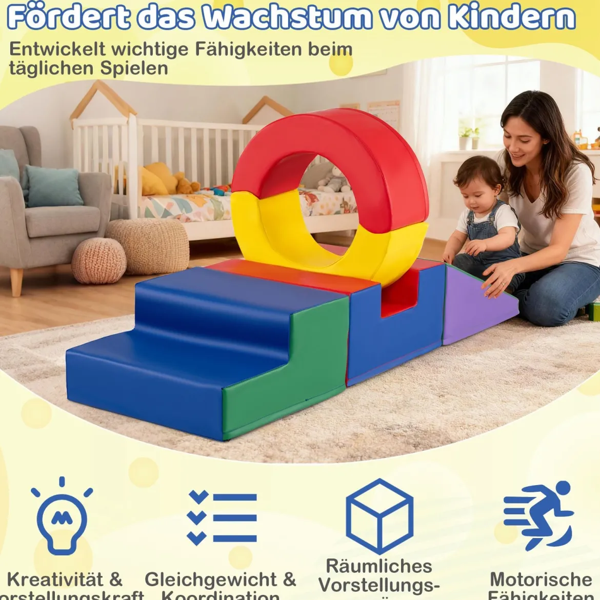 5-teiliges Kletterspielzeug für Kinder weiches Kletter- & Krabbel-Spielset für Kleinkinder Mehrfarbig
