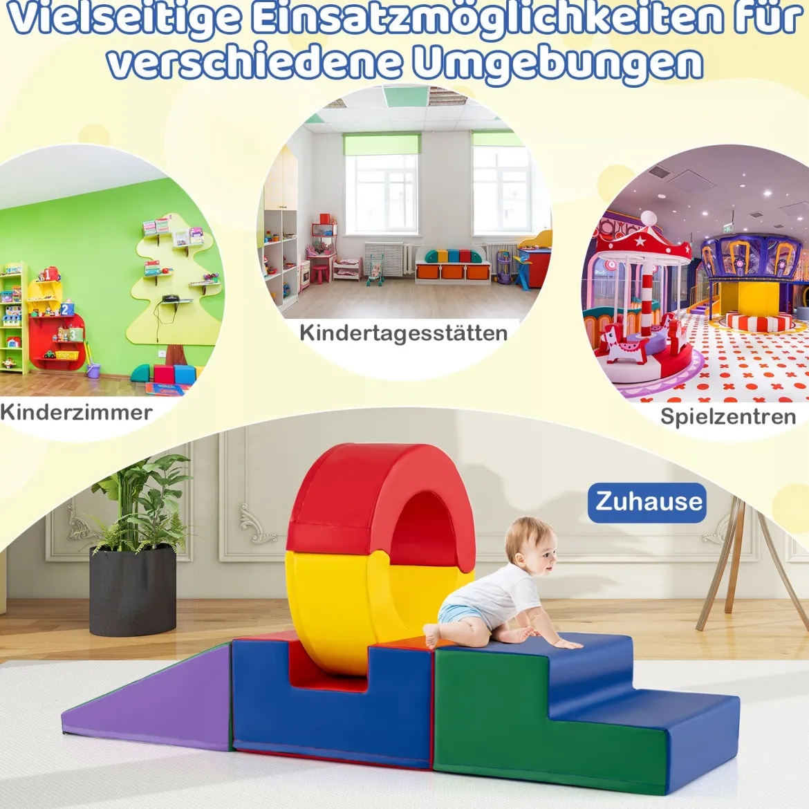 5-teiliges Kletterspielzeug für Kinder weiches Kletter- & Krabbel-Spielset für Kleinkinder Mehrfarbig