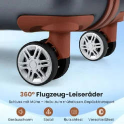 3-teiliges Kofferset Hartschalen Kofferset mit TSA-Schloss Teleskop-Aluminiumgriff & 4 Rollen Grau