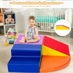 4-teiliges Lernspielset weiches EPE Kleinkinder-Spielset Softbausteine aus Schaumstoff Bunt