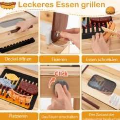 3-teiliges Outdoor-Küchenset Matschküche aus Holz BBQ-Grill und Pizzaofen mit Wasserkasten