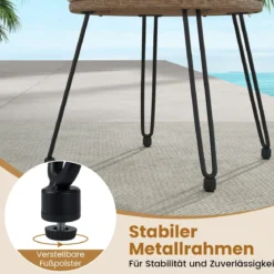 3-teiliges PE Rattan Bistro-Set für die Terrasse Outdoor-Set mit Kissen und 2-stöckigem Tisch Beige