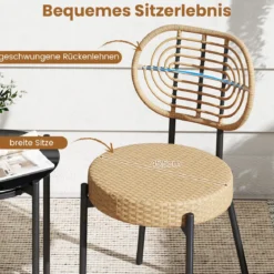 3-teiliges PE-Rattan Outdoor Bistro-Set Patio-Gesprächsset mit temperiertem Glas-Couchtisch Braun