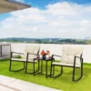 3-Teiliges Schaukel-Bistro-Set Outdoor-Geflechtmöbel-Set Beige