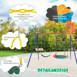 2-teiliges Schaukel-Set mit verstellbaren Seilen & 2 hängenden Wege für Terrasse Spielplatz Hof Bunt