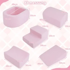 5-teiliges Schaumstoffbausteine für Kleinkinder Softbausteine mit Bällebad (ohne Bälle) & Sherpa-Bezügen Indoor Rosa