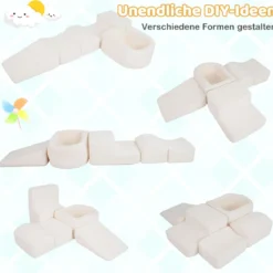 5-teiliges Schaumstoffbausteine für Kleinkinder Softbausteine mit Bällebad (ohne Bälle) & Sherpa-Bezügen Indoor Beige