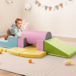 10-teiliges Schaumstoff-Kletterspielzeug für Kleinkinder weiche Schaumstoff-Bausteine aus Kunstleder Bunt