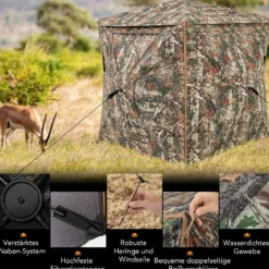 5-teiliges zerlegbares Jagdversteck für 2–3 Personen 360° durchsichtiges Jägerzelt