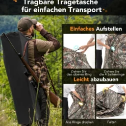 5-teiliges zerlegbares Jagdversteck für 2–3 Personen 360° durchsichtiges Jägerzelt