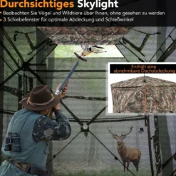 5-teiliges zerlegbares Jagdversteck für 2–3 Personen 360° durchsichtiges Jägerzelt