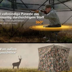 5-teiliges zerlegbares Jagdversteck für 2–3 Personen 360° durchsichtiges Jägerzelt