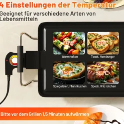 Teppanyaki Grill 1800W Elektrische Grillplatte Antihaft Tischgrill mit Einstellbarer Temperatur Thermostat und Fettauffangschale 90cm