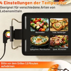 Teppanyaki Grill 1800W Elektrische Grillplatte Antihaft Tischgrill mit Einstellbarer Temperatur Thermostat und Fettauffangschale 100cm