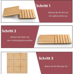Terrassenfliesen aus Akazienholz Indoor und Outdoor Bodenbelag 30 x 30 x 2,5 cm Braun