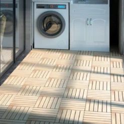 Terrassenfliesen aus Akazienholz Indoor und Outdoor Bodenbelag 30 x 30 x 2,5 cm Braun