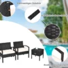 Terrassenmöbel-Set 3 Stück Allwetter-PE-Rattan-Conversation-Set Schwarz