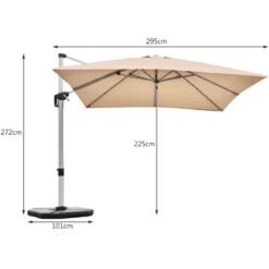 Terrassenschirm mit Kreuzfuß & Aluminiummast & 360° Drehung 295 x 295 x 272 cm Beige