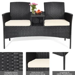 Terrassensofa Verschleißfestes Gartenmöbel-Set 138 x 62 x 85 cmWeiß