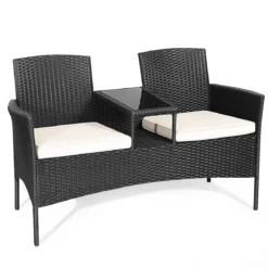 Terrassensofa Verschleißfestes Gartenmöbel-Set 138 x 62 x 85 cmWeiß