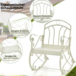 Terrassenstuhl mit Schaukelfunktion Schaukelstuhl aus Metall Weiß