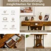 T-Förmiger Konsolentisch für kleine Räume 91 x 30 x 88 cm Rustikales Braun